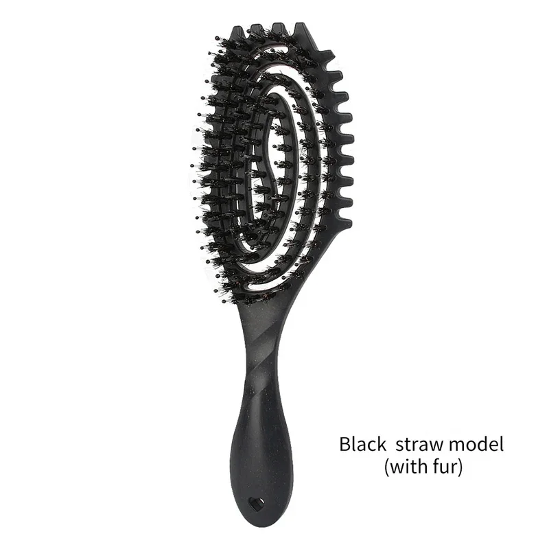 Curly Hair Styling Brush, Wild Boar Mane Comb