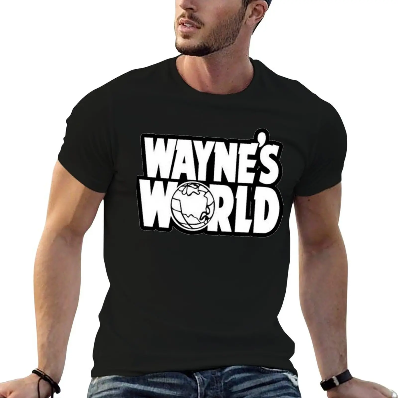 Wayne's World Sticker T-Shirt Graphic Print Short Sleeve T-Shirt