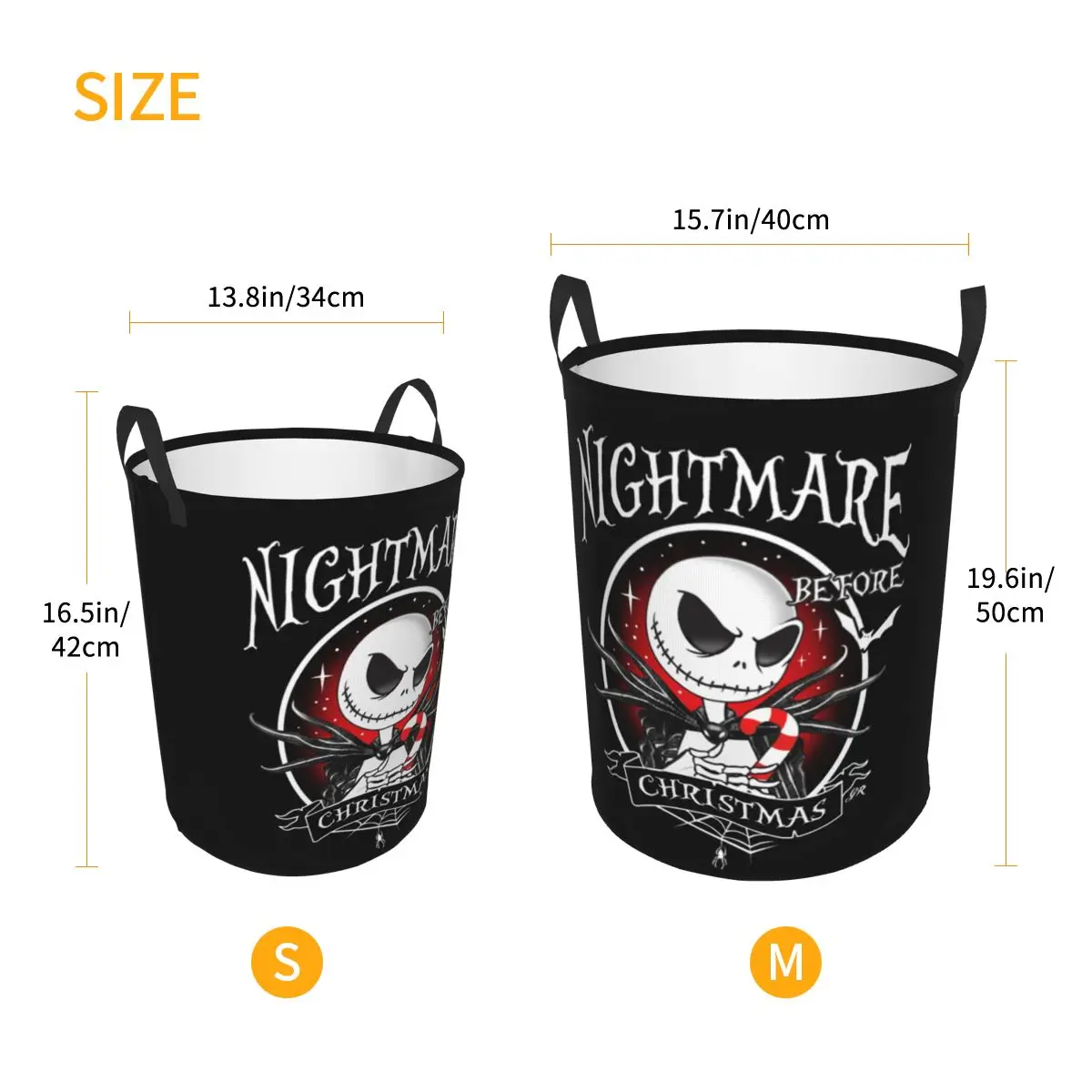 Personalizza l\'incubo prima di natale Jack Skellington cesto della biancheria cesto dei vestiti di Halloween per il sacchetto di immagazzinaggio dei