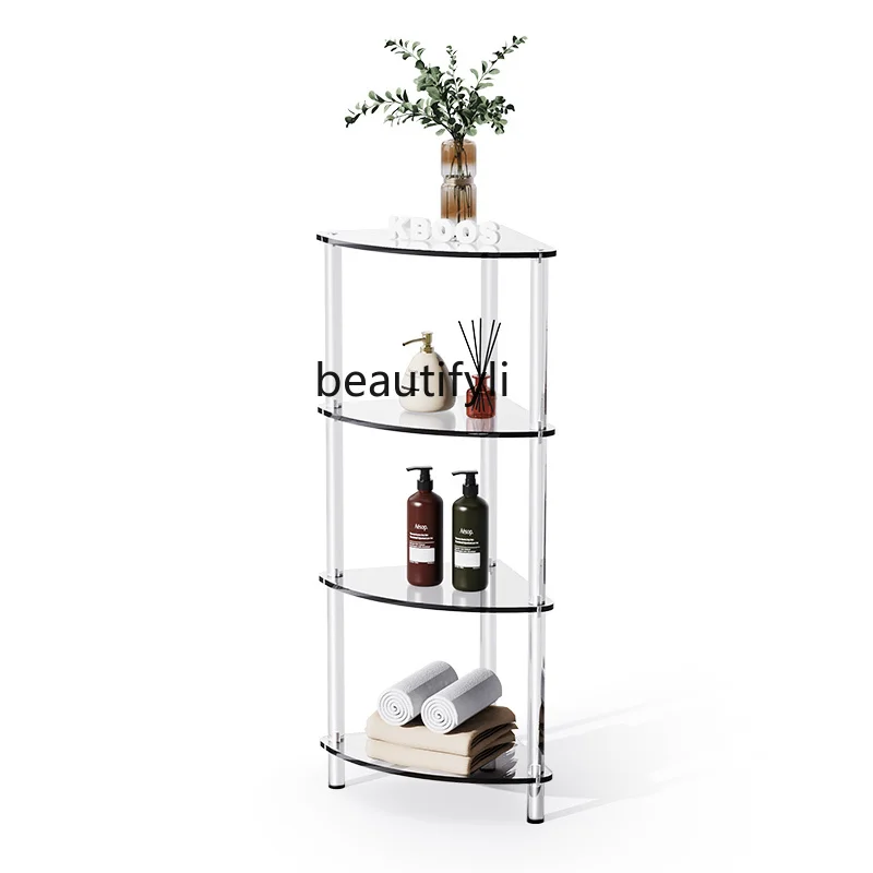 Acrylic Bathroom Floor Storage Rack Kitchen Corner Desktop Multi-Layer Triangle Gap Storage Rack household items