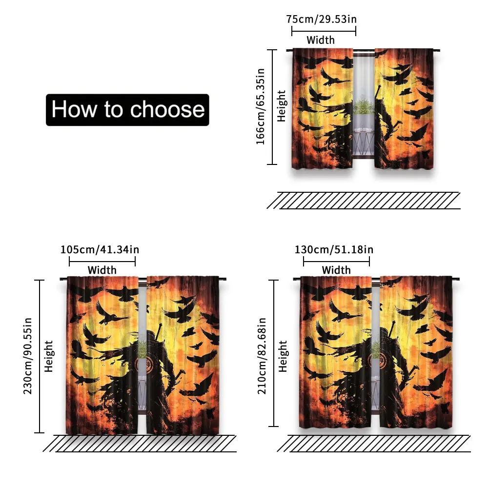 2Pcs Japanese Anime Samurai Windows Curtains Crow Curtain Theme For Living Room Bedroom Modern Simplistic Drapes