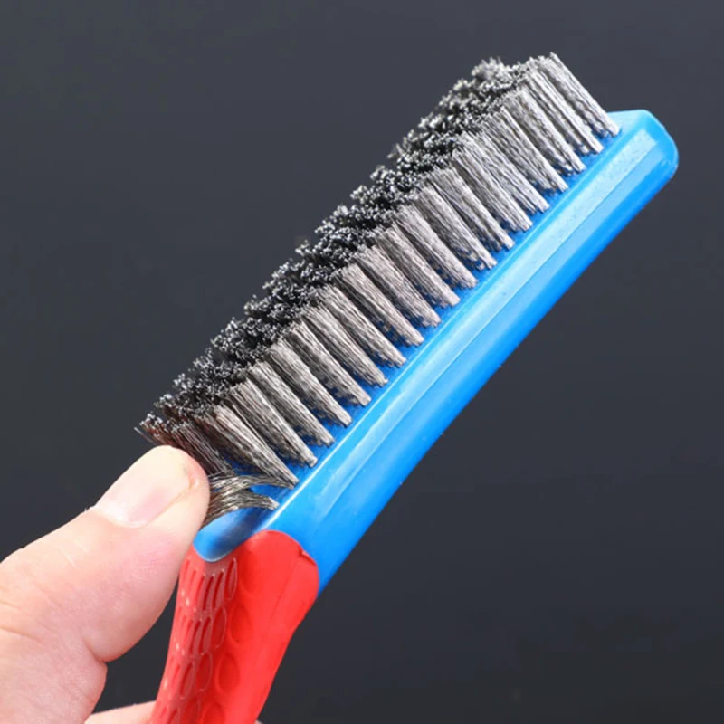 Heavy Duty Stainless Steel Wire Brush with Comfortable Plastic Handle - Perfect for Removing Rust, Welding Slag, Dirt, and Paint