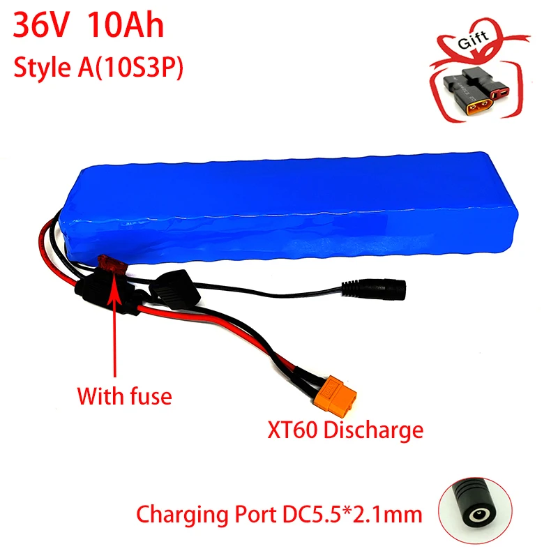 36V 10Ah Lithium battery pack 10S3P XT60 T Plug suitable for 36V scooter E Twow scooter m365 pro ebike backup power supply