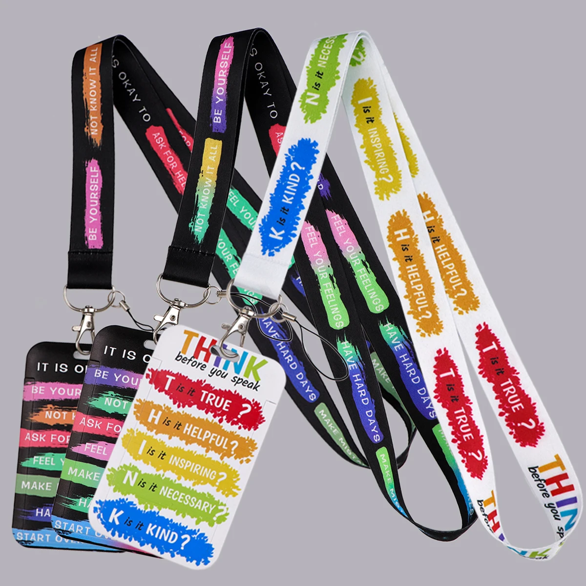 Mental Wellness Credential Holder Rainbow Quote Lanyards for Key Neck Strap for Card Badge Gym Keychain Keyring Accessories Gift