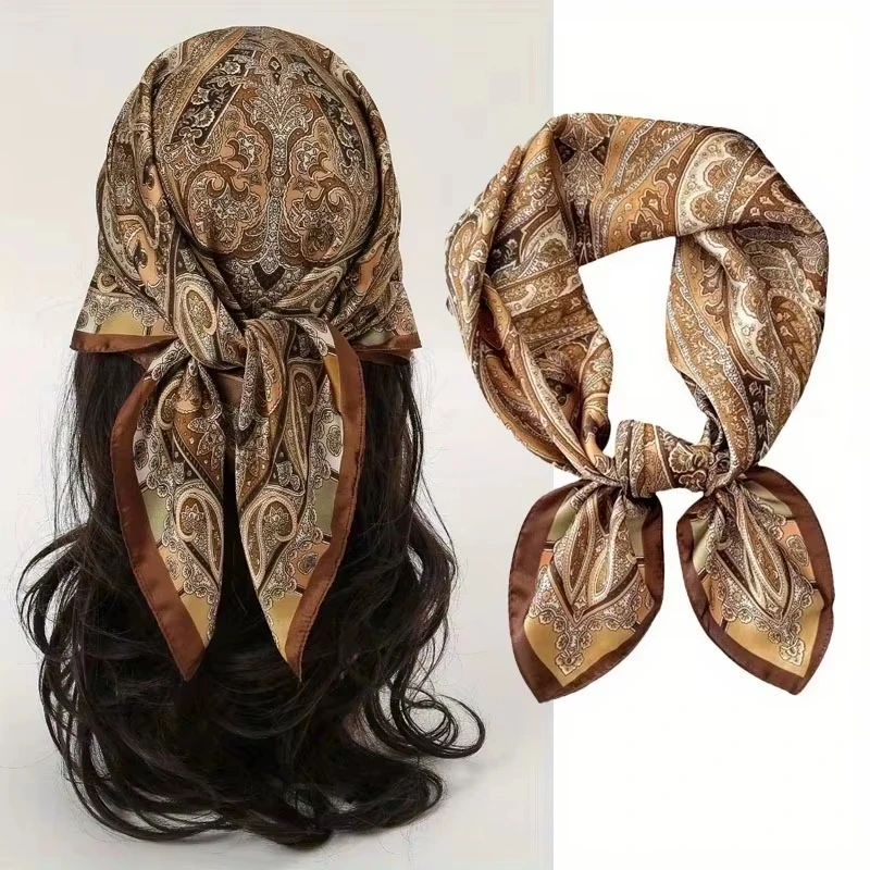 Luxury Brand Square Scarf Fashion Paisley Women Soft Satin Shawl Wrap Hijab Echarpe Neck Tie Female Hair Bandana Headkerchief