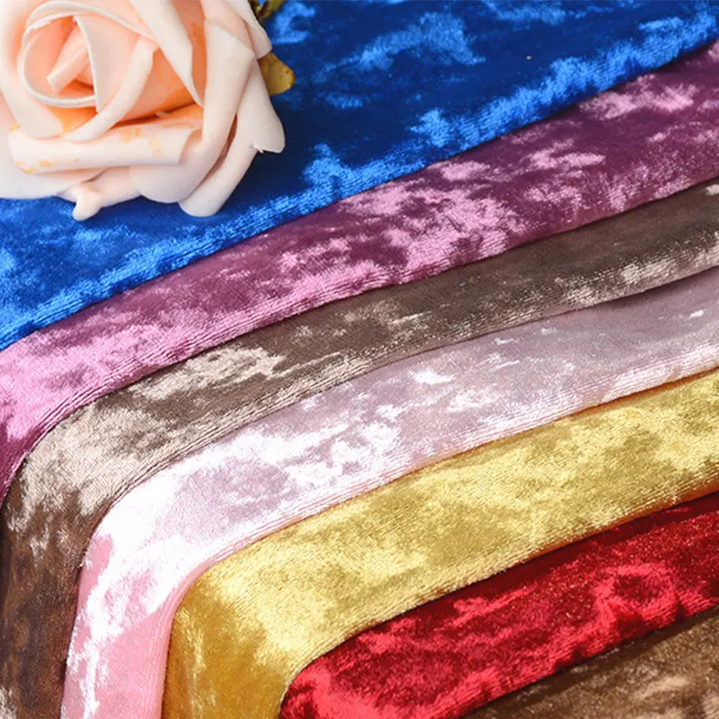 100x160cm Stretch Gold Velvet Fabric Elastic Soft Luster Cloth Dress Clothing Tablecloth Curtains Upholstery Textiles DIY Fabric