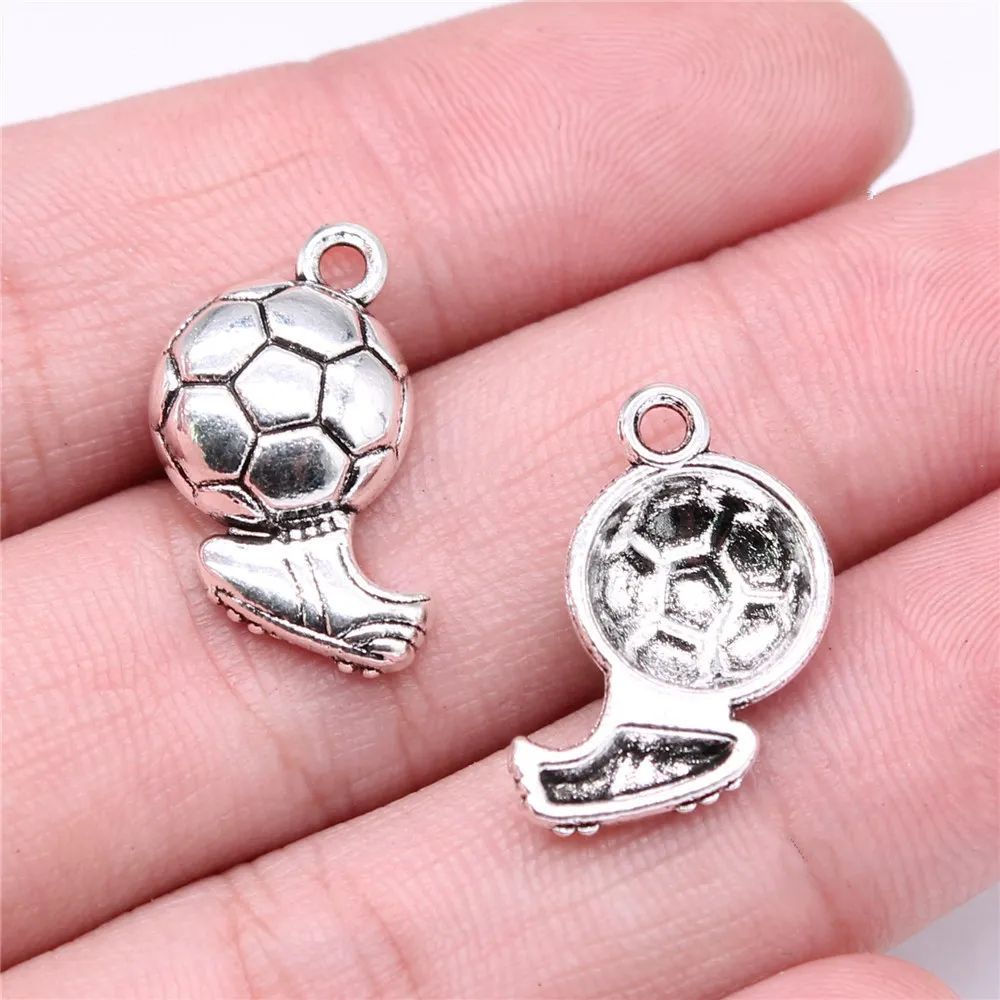 10pcs/lot 21x15mm Football Shoes Charms For Jewelry Making Antique Silver Color 0.83x0.59inch