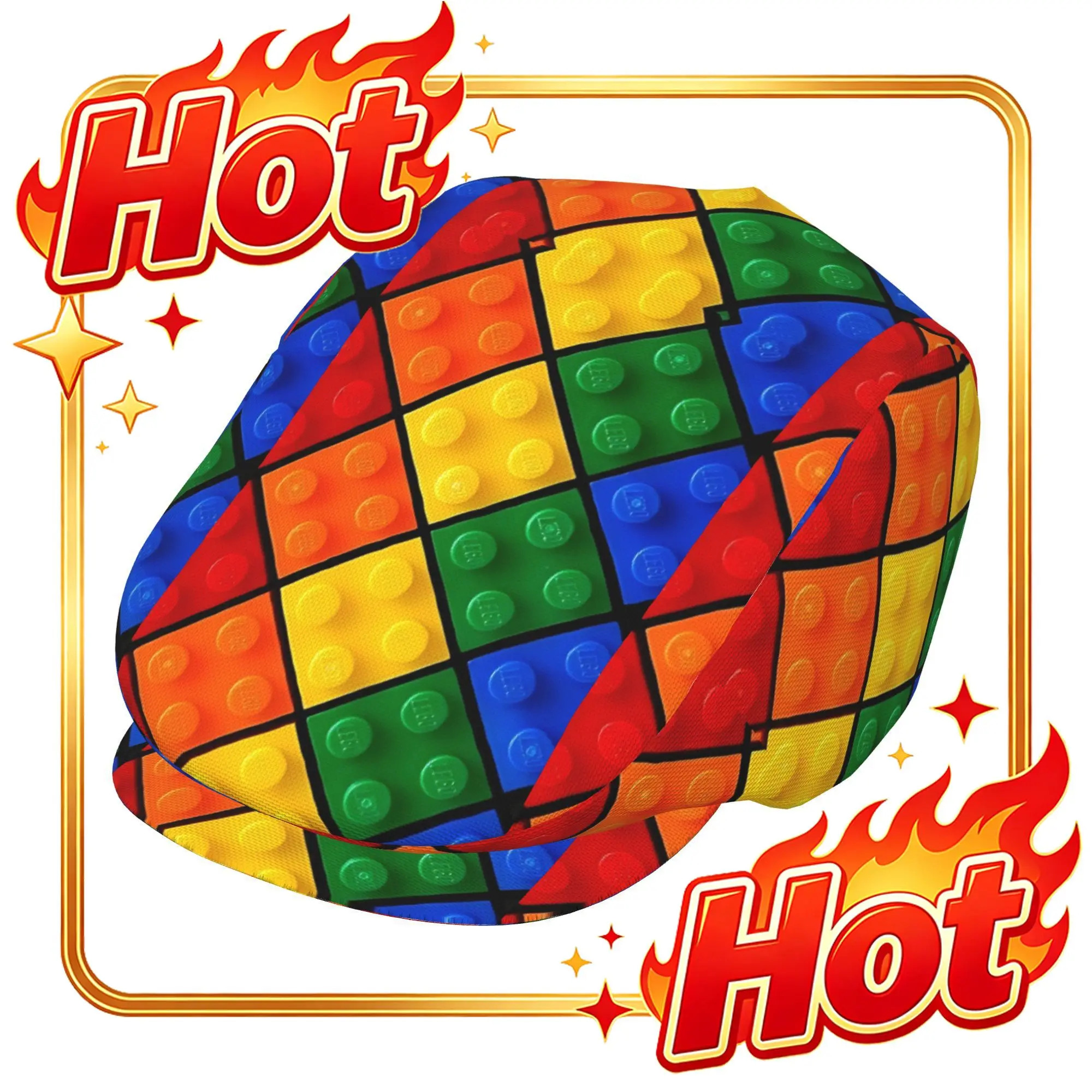 Custom 1pc Of Rainbow-Patterned Building Blocks Beret, A Vintage Newsboy Hat, Suitable For Everyone, An Essential Fashion