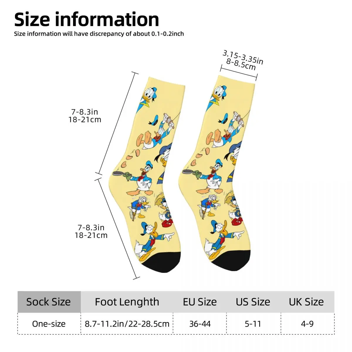 MINISO Donald Duck calcetines de dibujos animados medias de invierno Kawaii hombres calcetines suaves patrón correr deportes calcetines antibacterianos