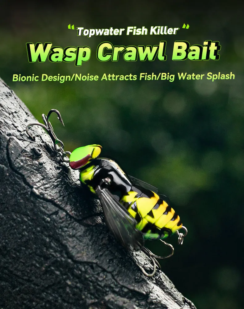 Kingdom Wasp Crawl Bait Schwimmender Angelköder 4,2g/40mm 6,6g/48mm Insekten-Bionik-Swimbaits Oberflächenköder Künstlicher Harter Köder – Detail 8