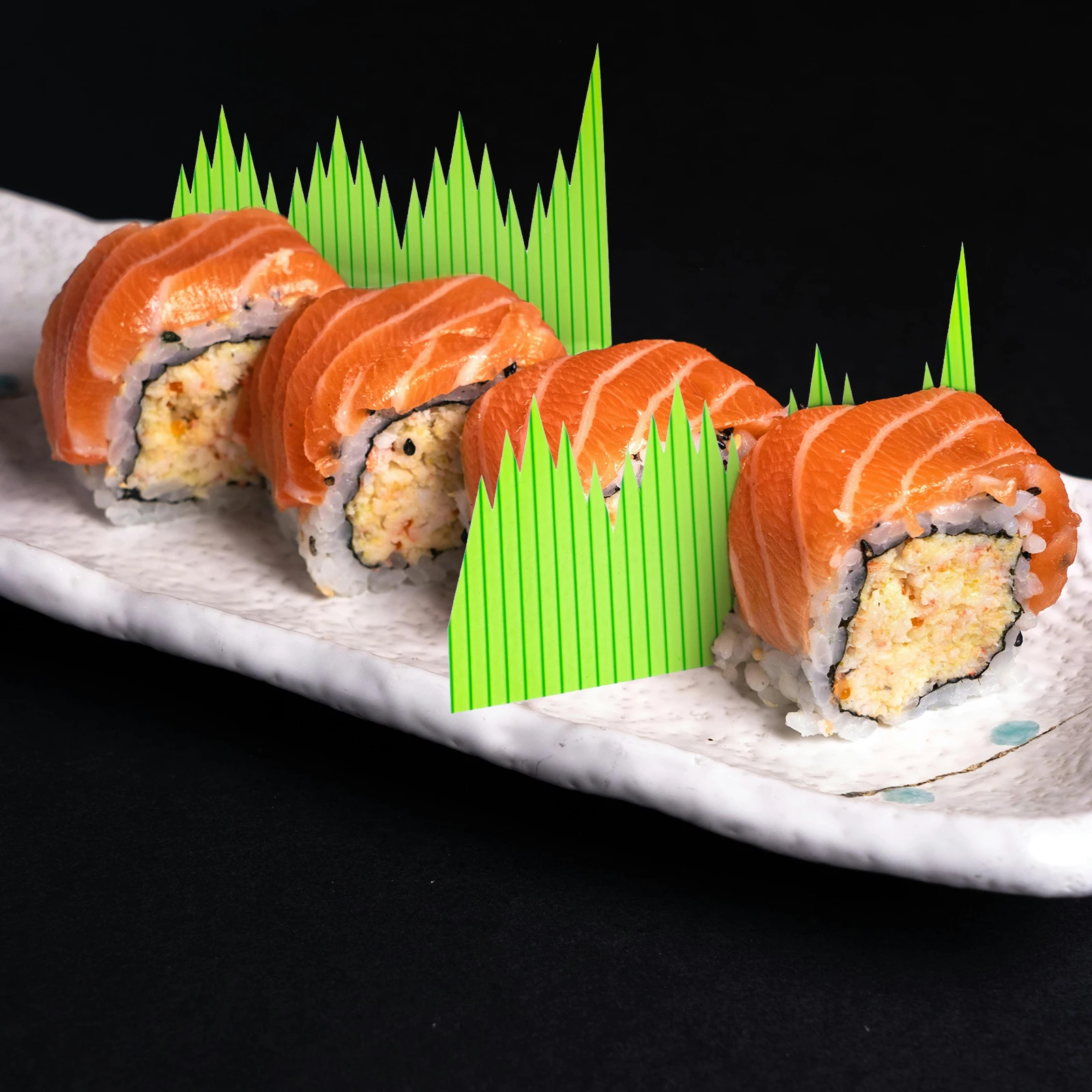 

1000Pcs Sushi Grass Divider Realistic Resin Decoration Plate Sashimi Tray Ornament Japanese Food Mat Sushi Garnish Decorative