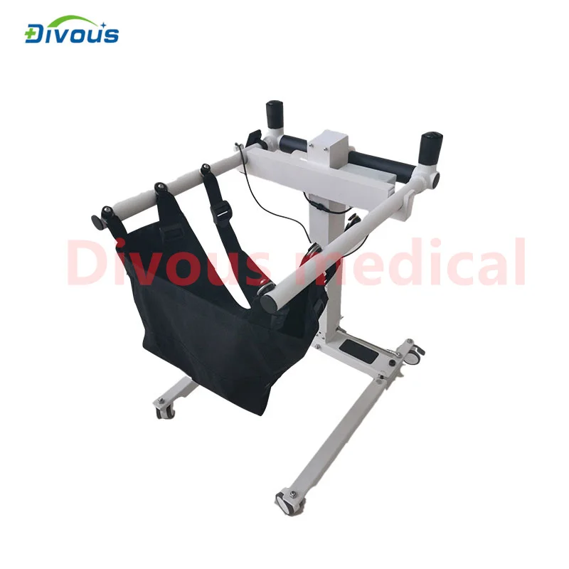 Patient electric transfer chair with adjustable height and pulley for disabled and elderly people