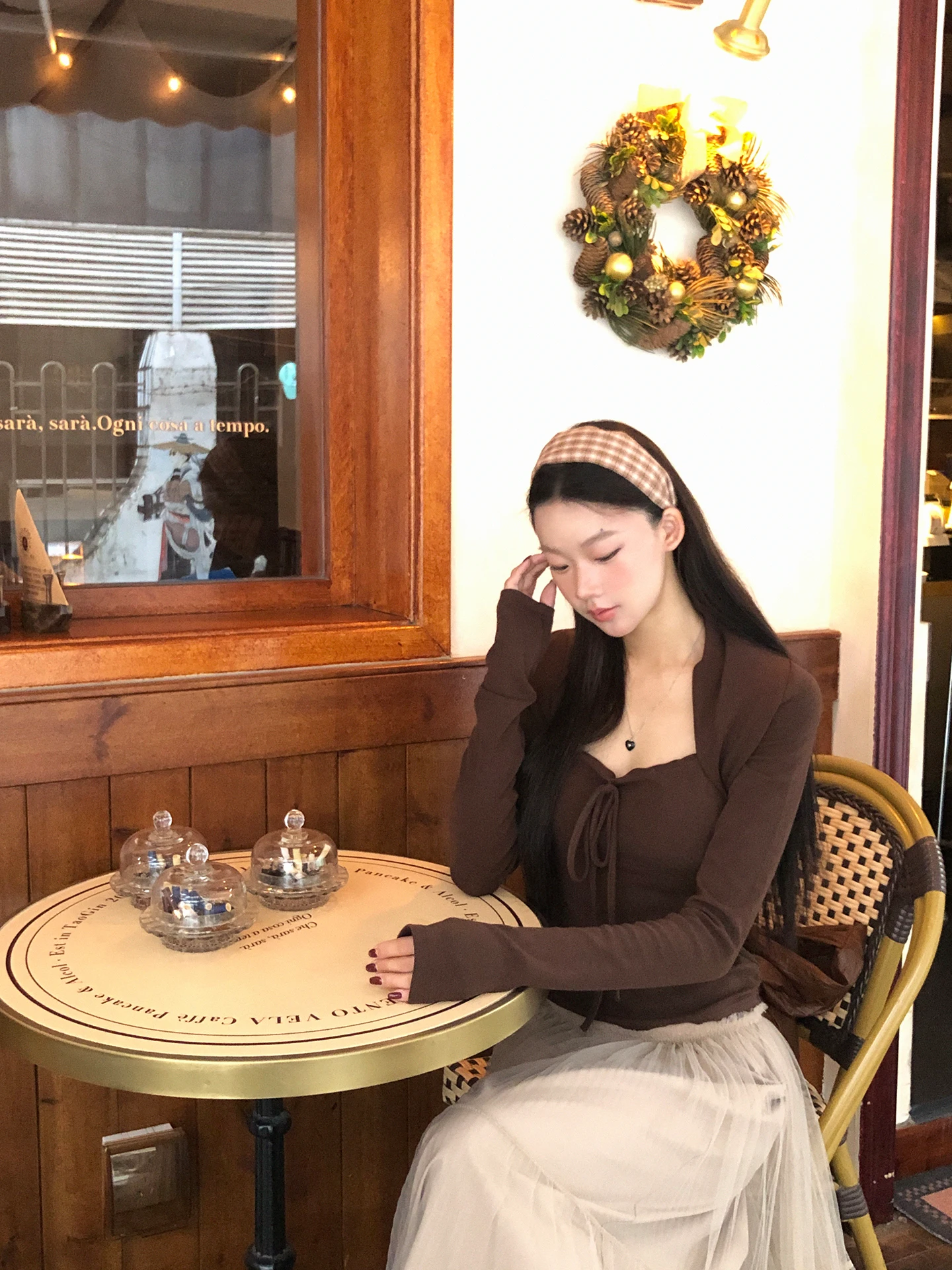 Herbst Winter Damen Lange Sve Gestrickte Basis Irt Inner Wear Einzigartige Sle Kaffee Farbe Einfache Pendeln Sle T-shirt