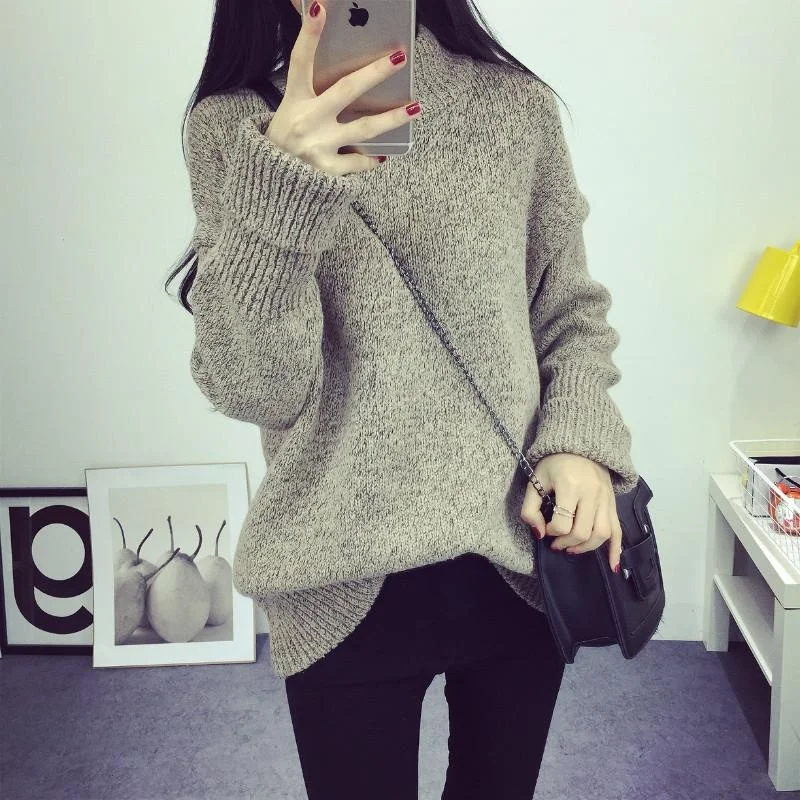 เสื้อสเวตเตอร์ไหมพรมผู้หญิงสำหรับฤดูหนาว รุ่น 6048 เสื้อคลุมแบบสวม ทรงปกติ ผลิตจากเส้นใยอะคริลิกผสม สวมใส่สบายๆ แฟชั่นทันสมัย