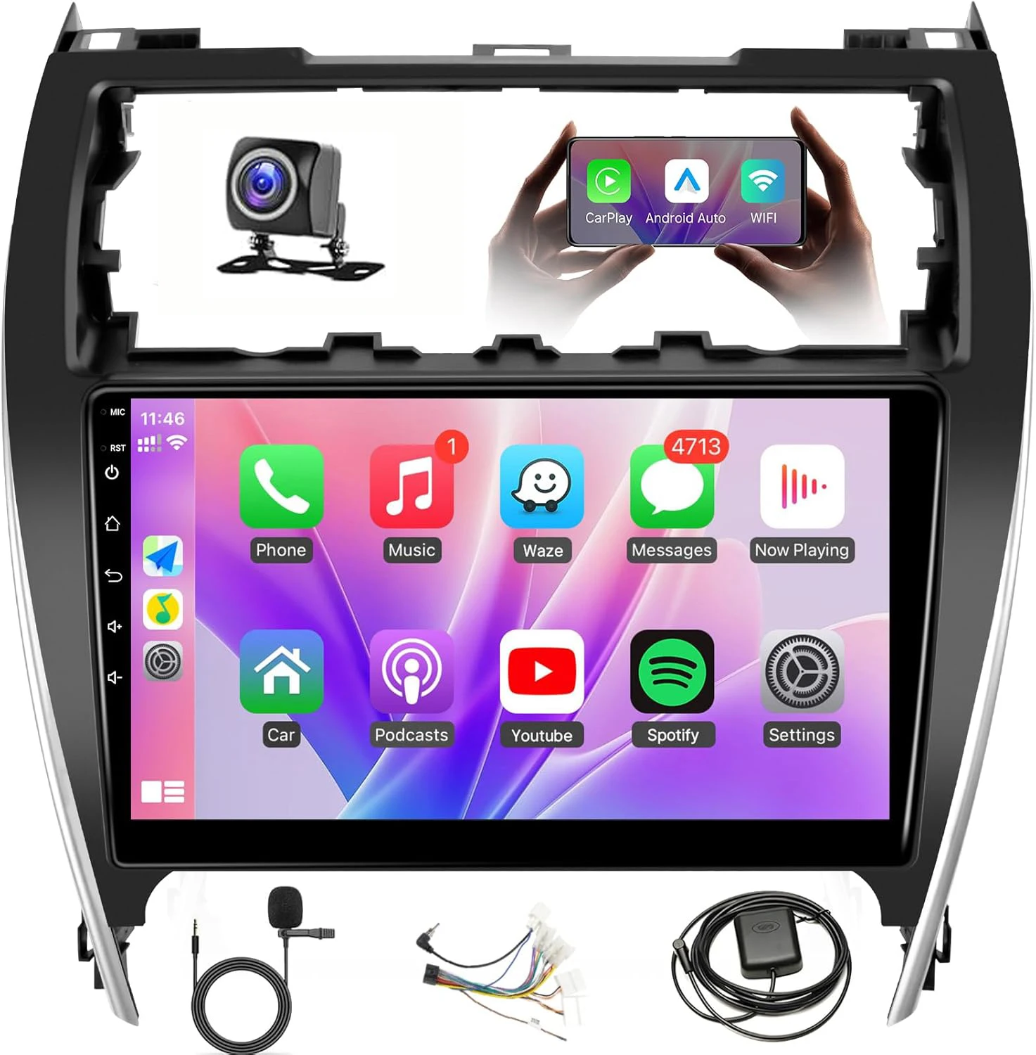 

Android Car Radio for Toyota Camry 2012 2013 2014(Not Fit Large Screen or J.B.L) Wireless CarPlay Android Auto, 10.1 inch IPS To