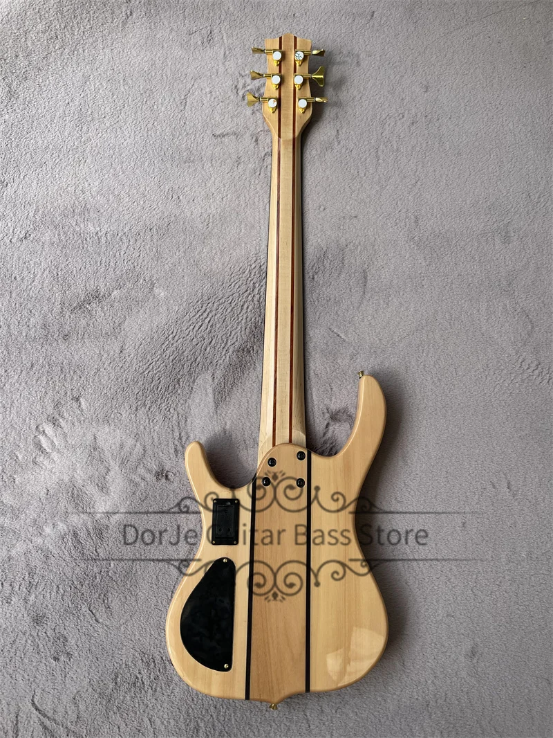 6 Strings Bass Guitar S Bass Basswood Body Quilted Maple Top Rosewood Fingerboard Active Battery Fixed Bridge Gold Tuners