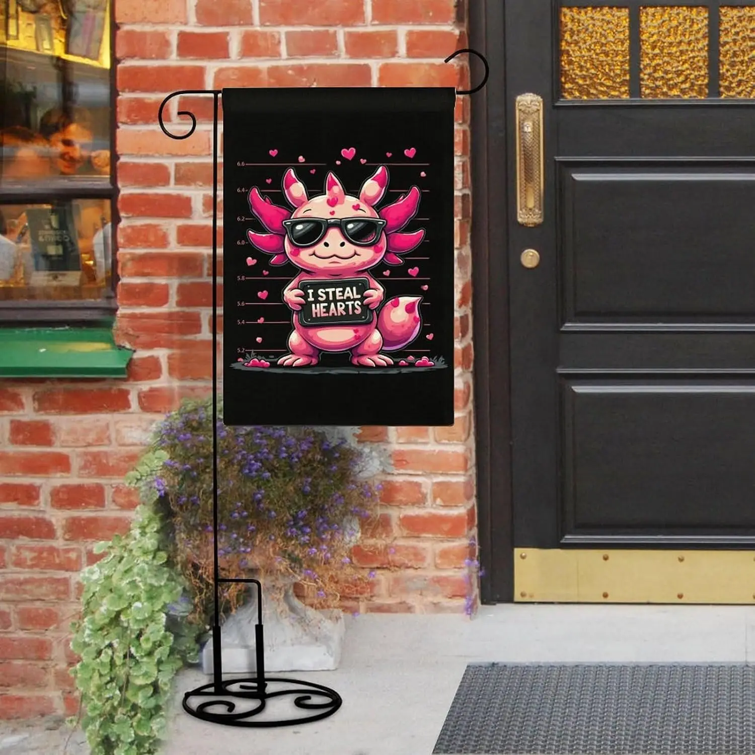 I Steal Hearts Funny Axolotl Animal Double Sided Garden Flag 12x18 Inch, Outdoor Decor, Yard Decor, Holiday Decoration Banne IIC