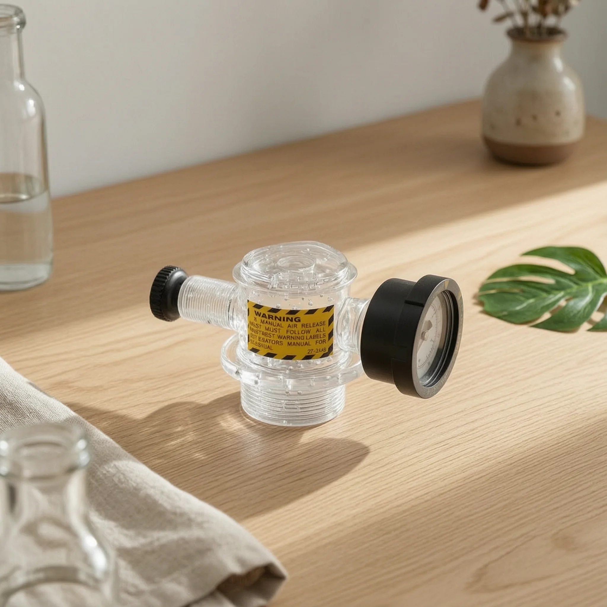 

Air Release Valve Assembly Clear Body Manual Air Bleed Valve Filter Gauge Assembly Long-Lasting Materials