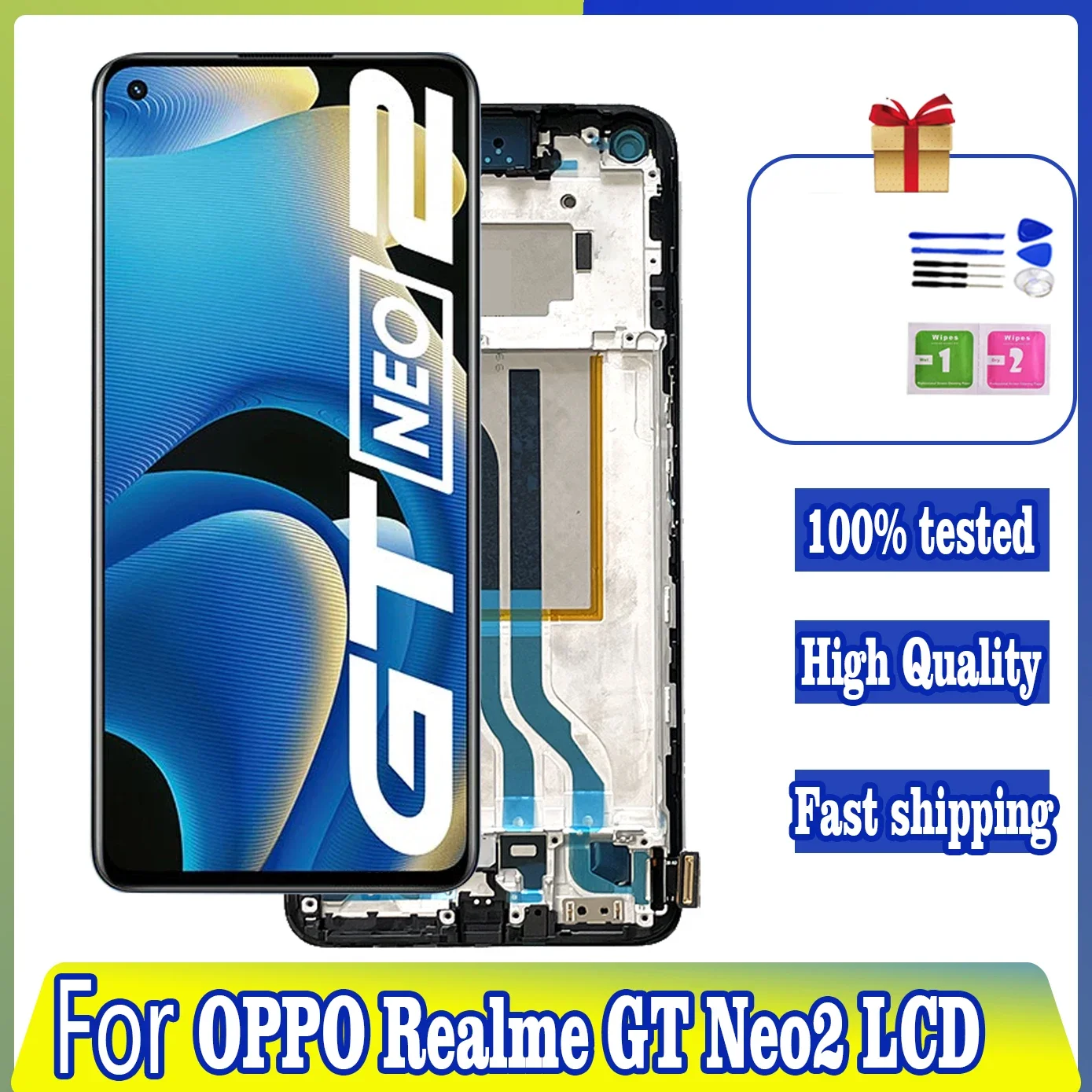 

6.62"New For Oppo Realme GT Neo2 LCD RMX3370 Display Screen For Realme GT Neo 2 LCD Frame Display Touch Panel Digitizer