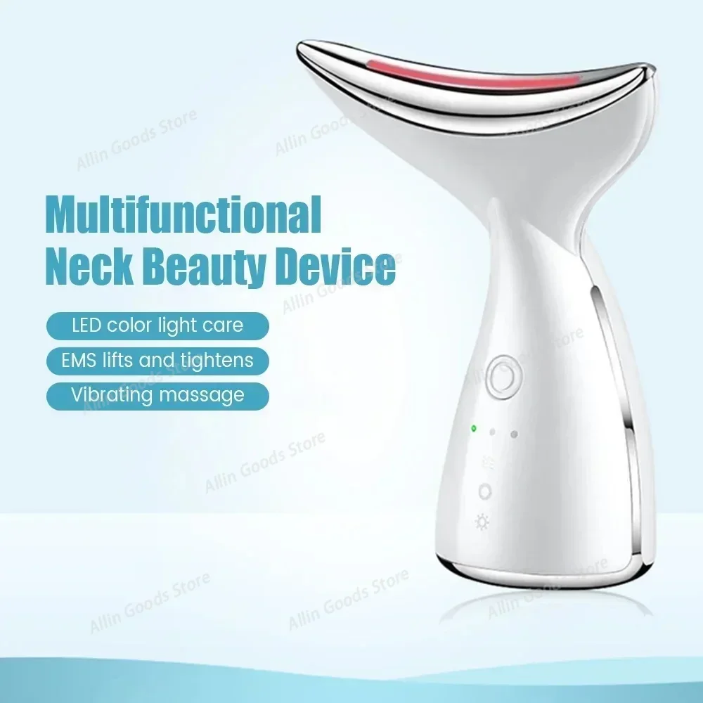 3-in-1 LED Face & Neck Beauty Device Skin Lifting Tightening Anti-Wrinkle Improve Double Chin Home Skin Care Massager