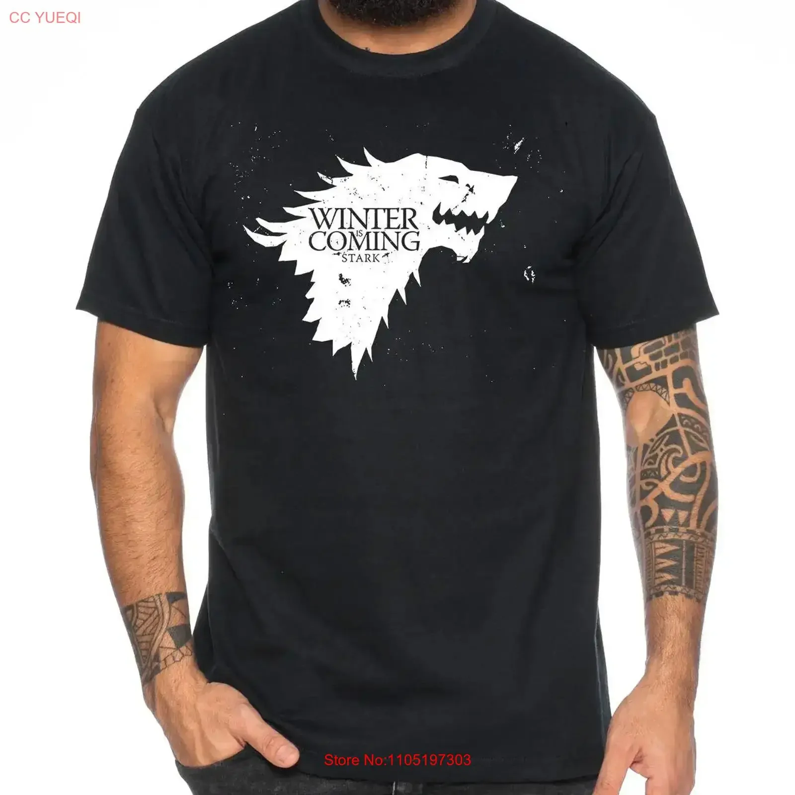 تي شيرت رجالي Coming Game Cool Thrones عتيق مغسول ملابس الشارع ناعمة ومريحة قليلاً لأزياء الارتداء اليومي