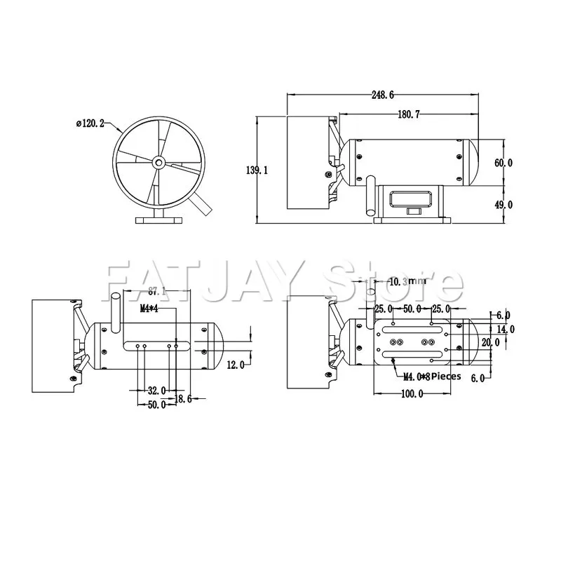 48V IPX8 Fully Enclosed Thruster – FATJAY KYI-30T-H 30KG Thrust Brushless Motor for E-surfboard RC ROV Boat