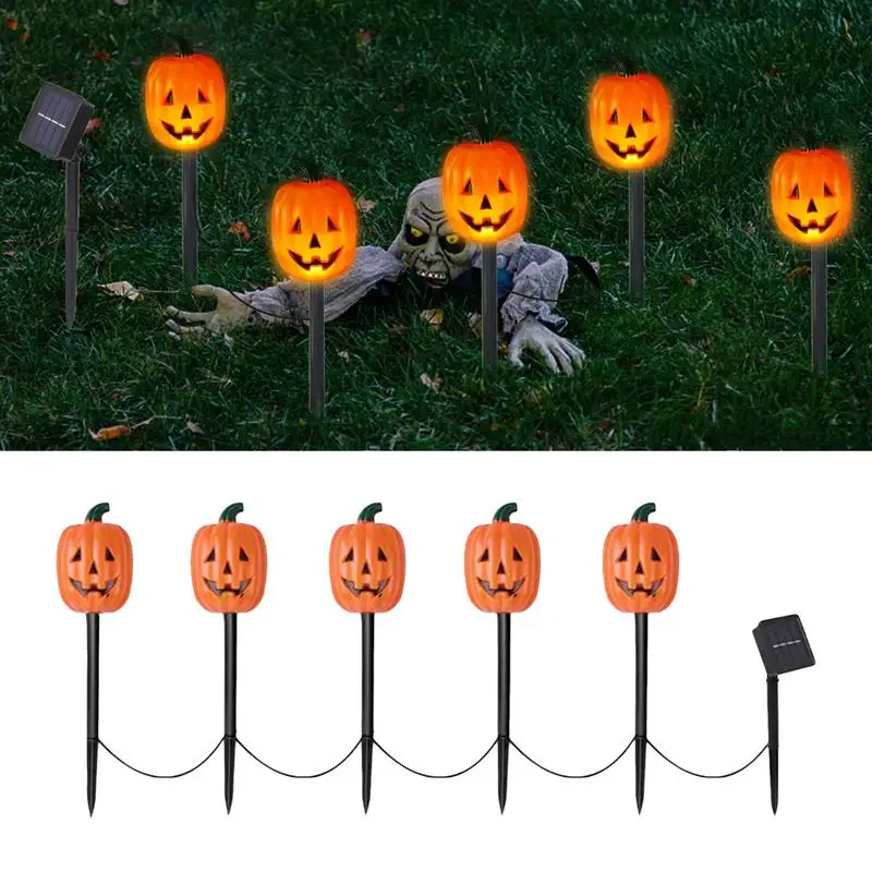 

Halloween Pumpkin Pathway Markers Lights Outdoor Solar Graden Lawn Lighted Halloween Decorations Pumpkin Garden lawn Stakes