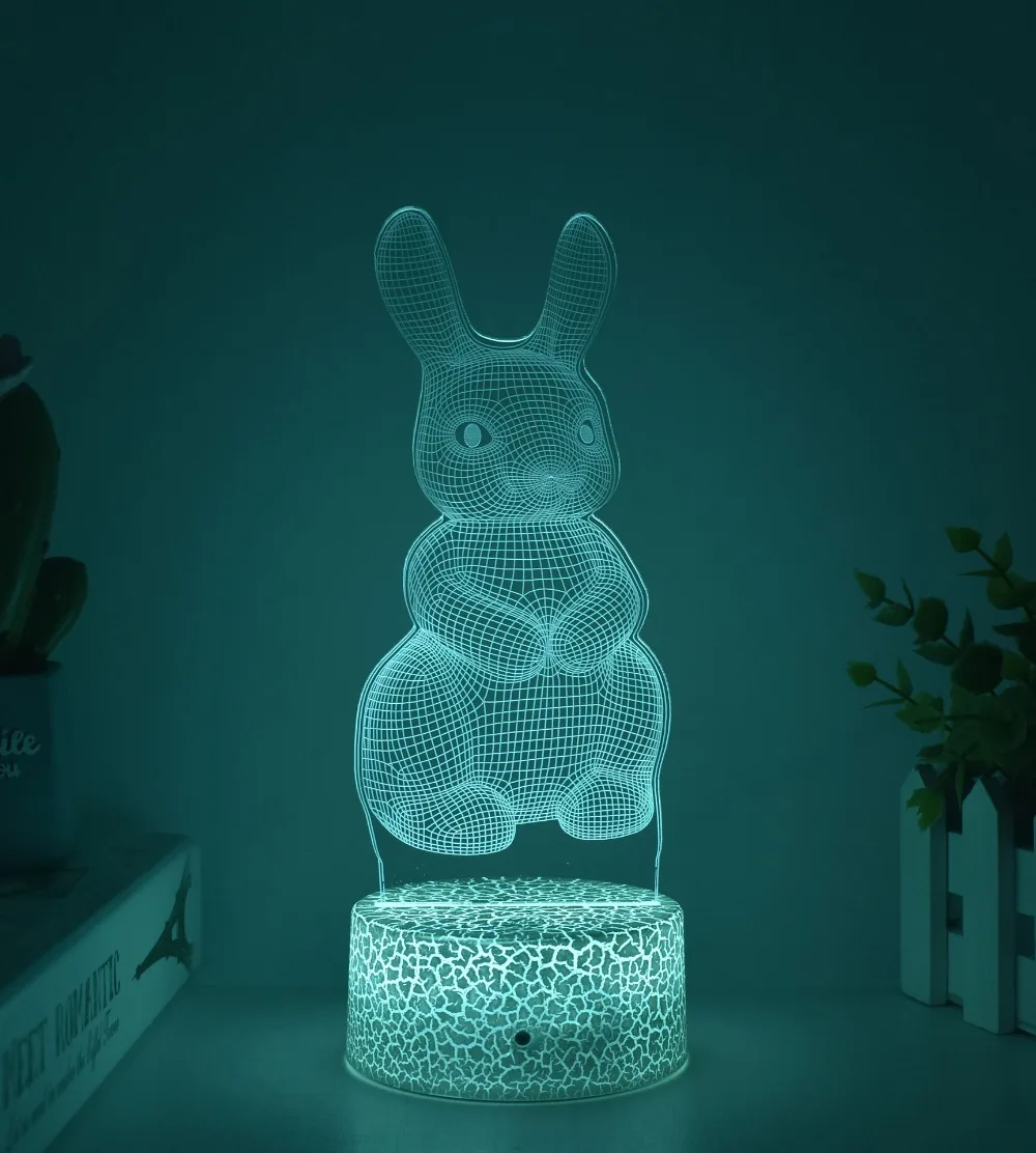 

Nighdn Rabbit Night Light for Kids Bedroom 7 Colors Changing 3D Illusion Lamp Birthday Christmas Gifts for Boys Girls Toddler