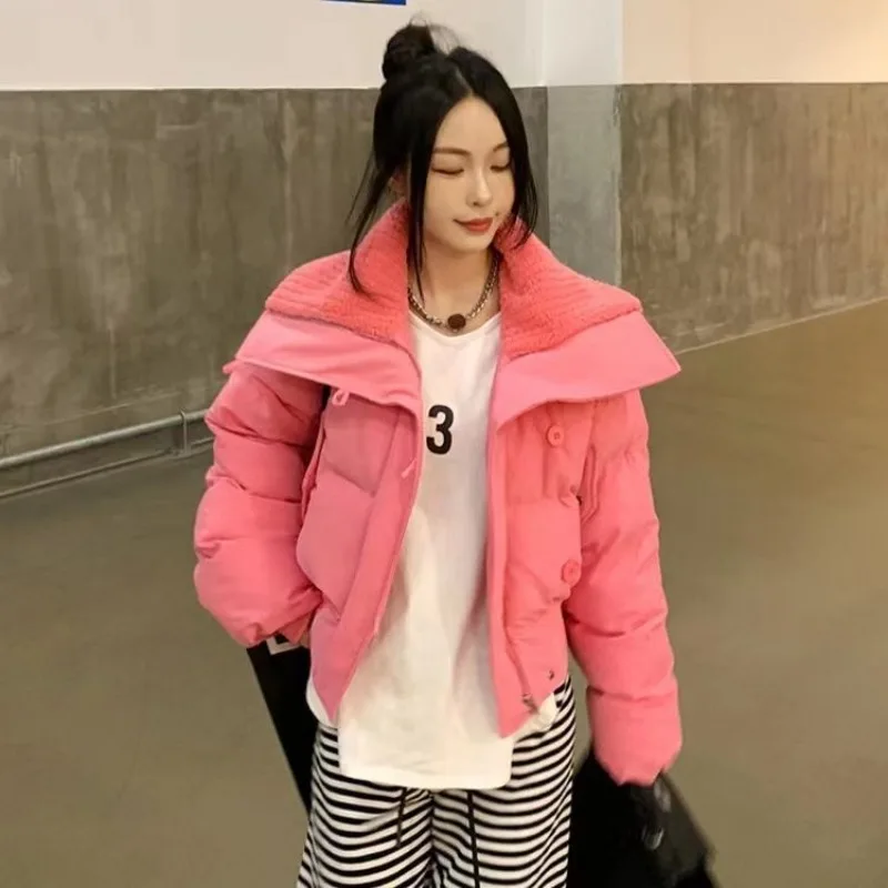 2023 Winter Puffer Jacket Women Short Parkas Down Cotton Cotton Jacket Thick Warm Korean Coat Waterproof Long Sleeve Outerwear