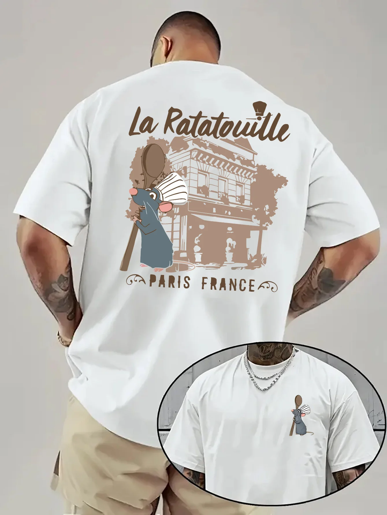 

Disney Food Story Remy Graphic T-Shirt Men's Daily Casual and Themed Activities Wear Unisex Cotton Crew Neck Short Sleeves