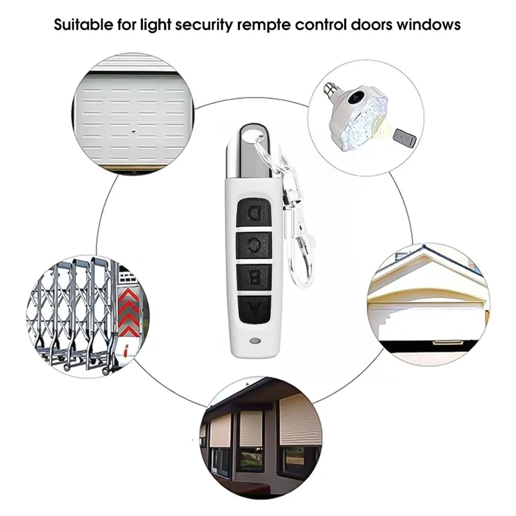 433MHz Copy Remote Control Electric Garage Door Duplicator Fixed Code Learning Code Rolling Code 12V 4-Button Transmitter