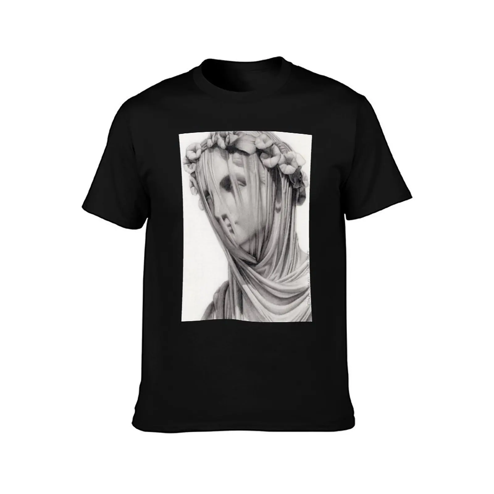 Veiled Marble Statue T-Shirt Plus Size Workout Short Sleeve Top T-Shirt