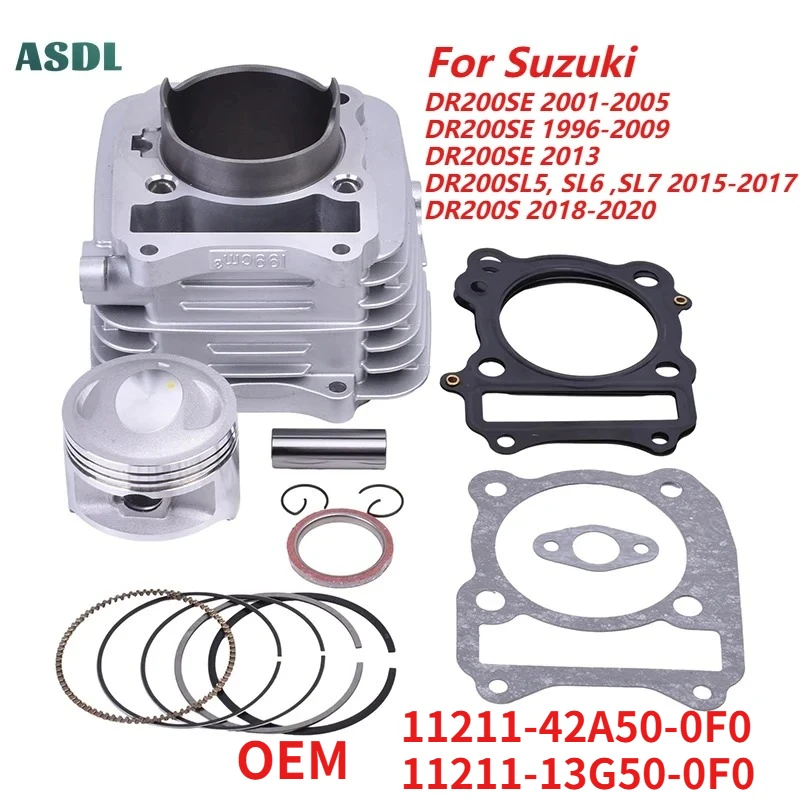 Kit de Anillos de Pistón y Cabeza de Cilindro de Repuesto para Motor de Motocicleta de 66 mm para Suzuki DR200SE 1996-2009 DR200 DR200S SL5 SL6 SL7 2015-2020