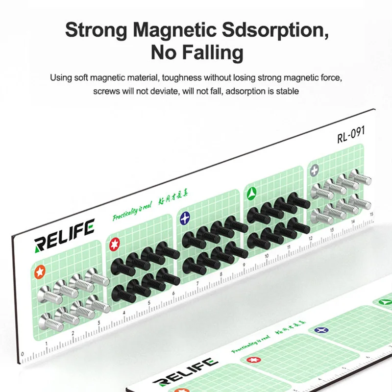 RELIFE RL-091 Screws Storage Pad Strong Magnetic Absorption Storage Partitioned Screw Storage Phone Repair Pad