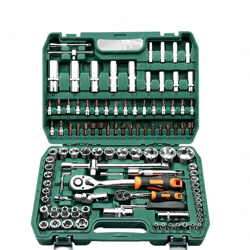 108-Piece sleeve set inner hexagonal small air cannon auto repair tool cart set with tool ratchet