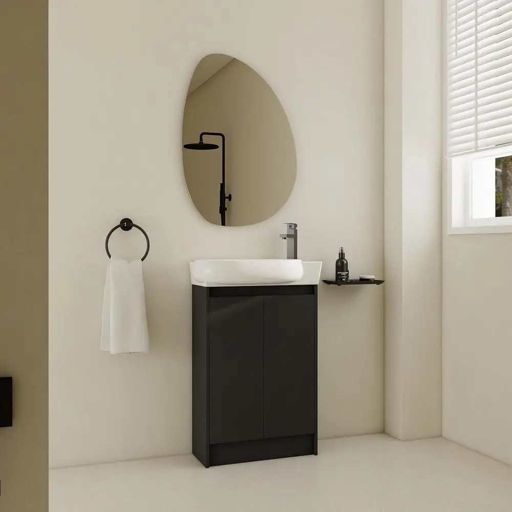 

23 Soft-Close Vanity Set with Sink and Storage, Black Chestnut Bathroom Cabinet