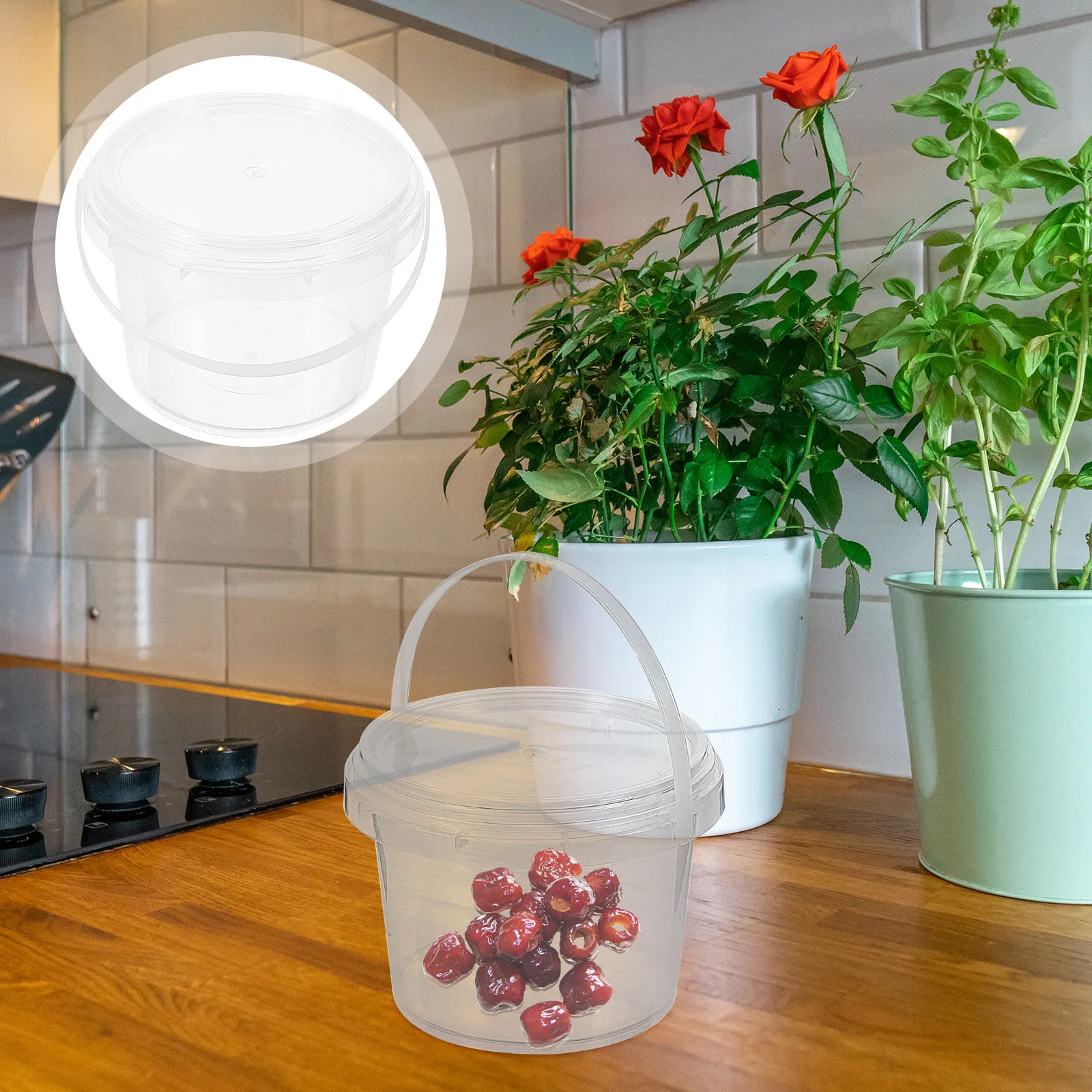 

10pcs Round Storage Bucket PP Plastic Kitchen Empty Container for Food Grains Coffee Nuts Lightweight Moisture Insect