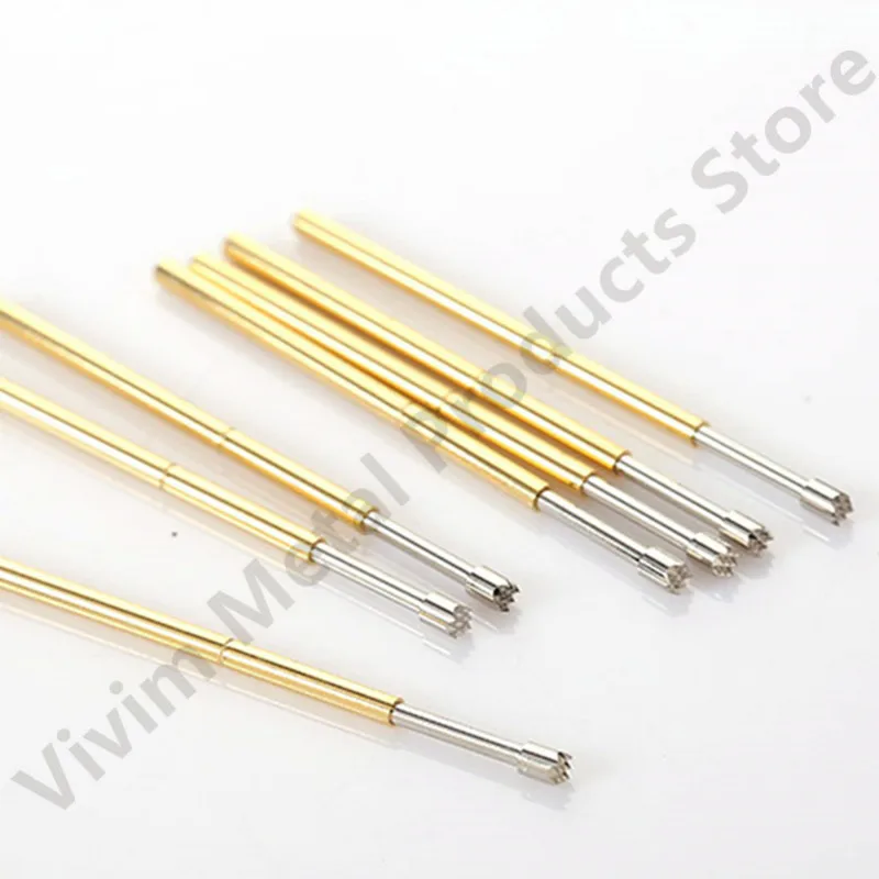 100PCS P100-H2 33.35mm 9-claw Plum Blossom Head Test Pin Dia 1.50mm Needle Spring Test Probe P100-H Dia 1.36mm Test Pogo Pins