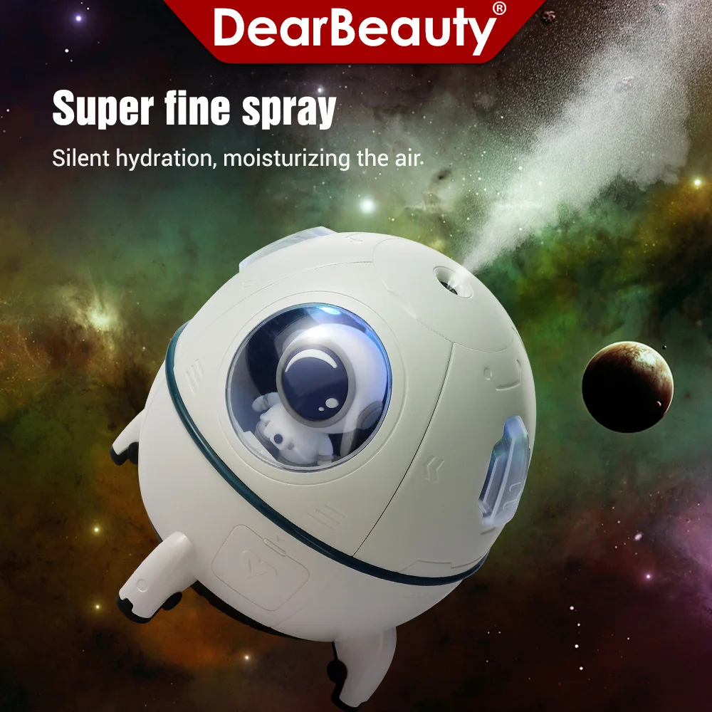 Desktop Space Capsule Air Humidifier Ultrasonic Cool Mist Aromatherapy Water Diffuser with Led Light Astronaut Humidificador