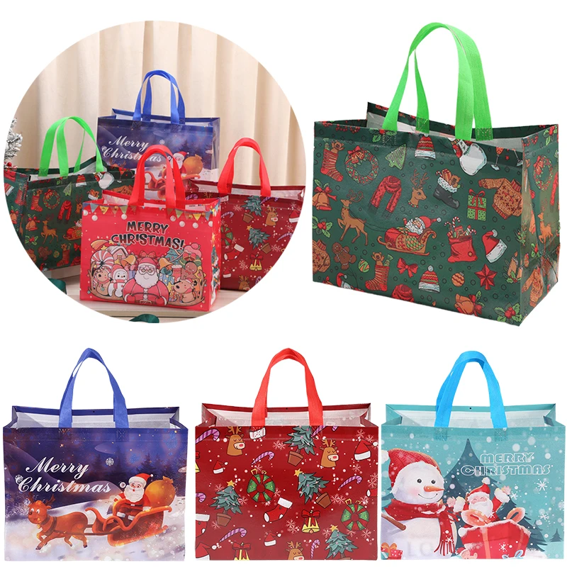 5 Teile/satz Weihnachten Geschenk Tasche 33x25x17cm Vlies Handtasche Mehrere Stile Farben Dekoration Weihnachten neue Jahr Party Liefert ZYF