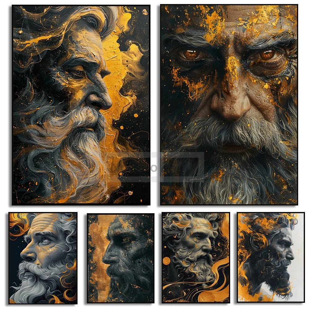 Greek Mythology Zeus Poster Greek Gods Ancient Roman Prints Canvas Painting Myths Legends Wall Art Pictures Home Room Decoration