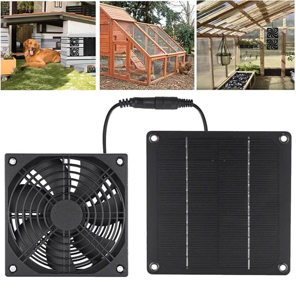 For Sustainable Home Energy Black 12V Ventilator Fan Renewable Energy Attic Circulation Fan Wall Mounted Design