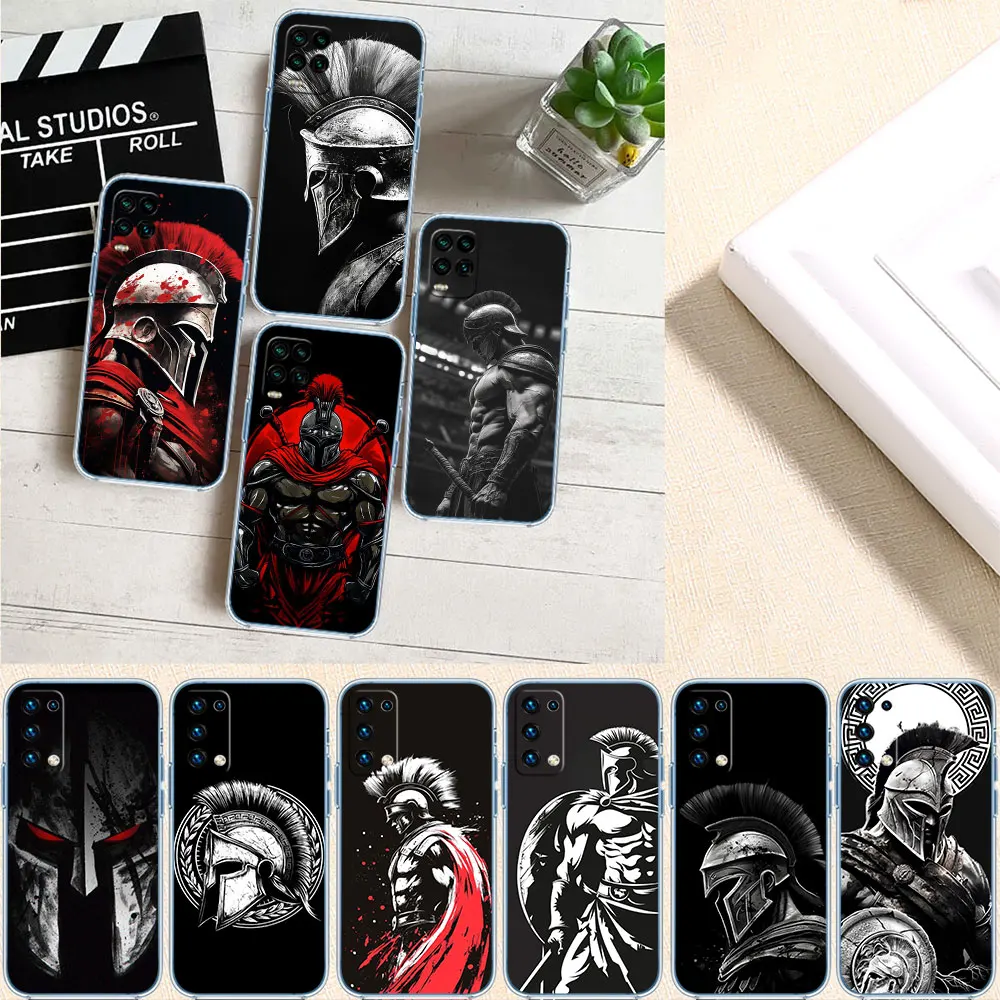 VY85 Spartan Warrior Soft Shell Transparent Phone Case for Samsung Galaxy A04 A04S A14 A23 A34 A54 M23 M33 M52 M53