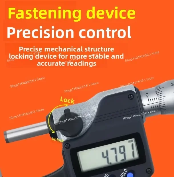 ​​0-25mm Digital Micrometer - 0.001mm Resolution Electronic Outside Diameter Gauge with Chrome-Plated Frame