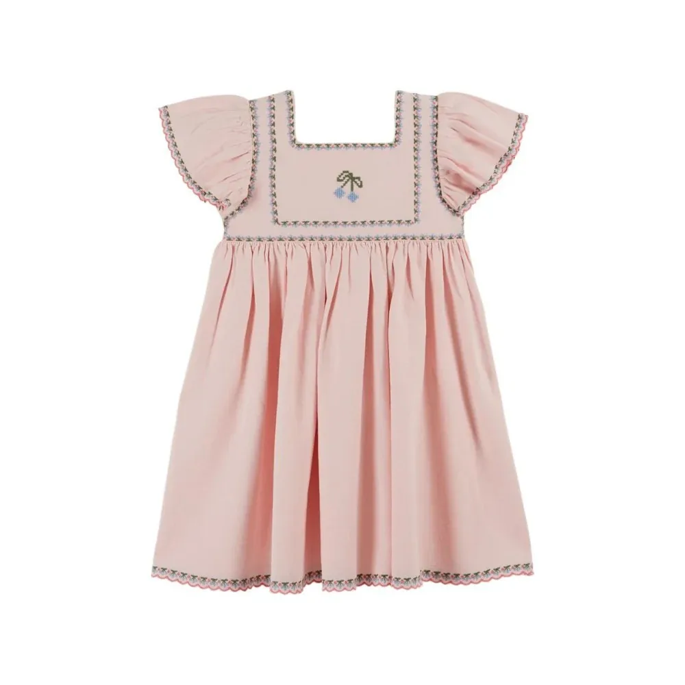 2026 EM Spring/Summer Girls' Southern French Floral Print Vintage Dress Vacation Style Children's Pattern Dress