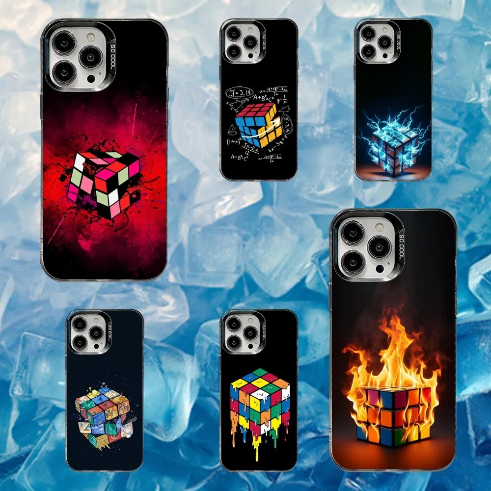 

Cool Rubiks Cube Phone Case For iPhone 16,15,14,13,12,11,Mini,Pro,SE,MAX White Matte Shockproof Cover