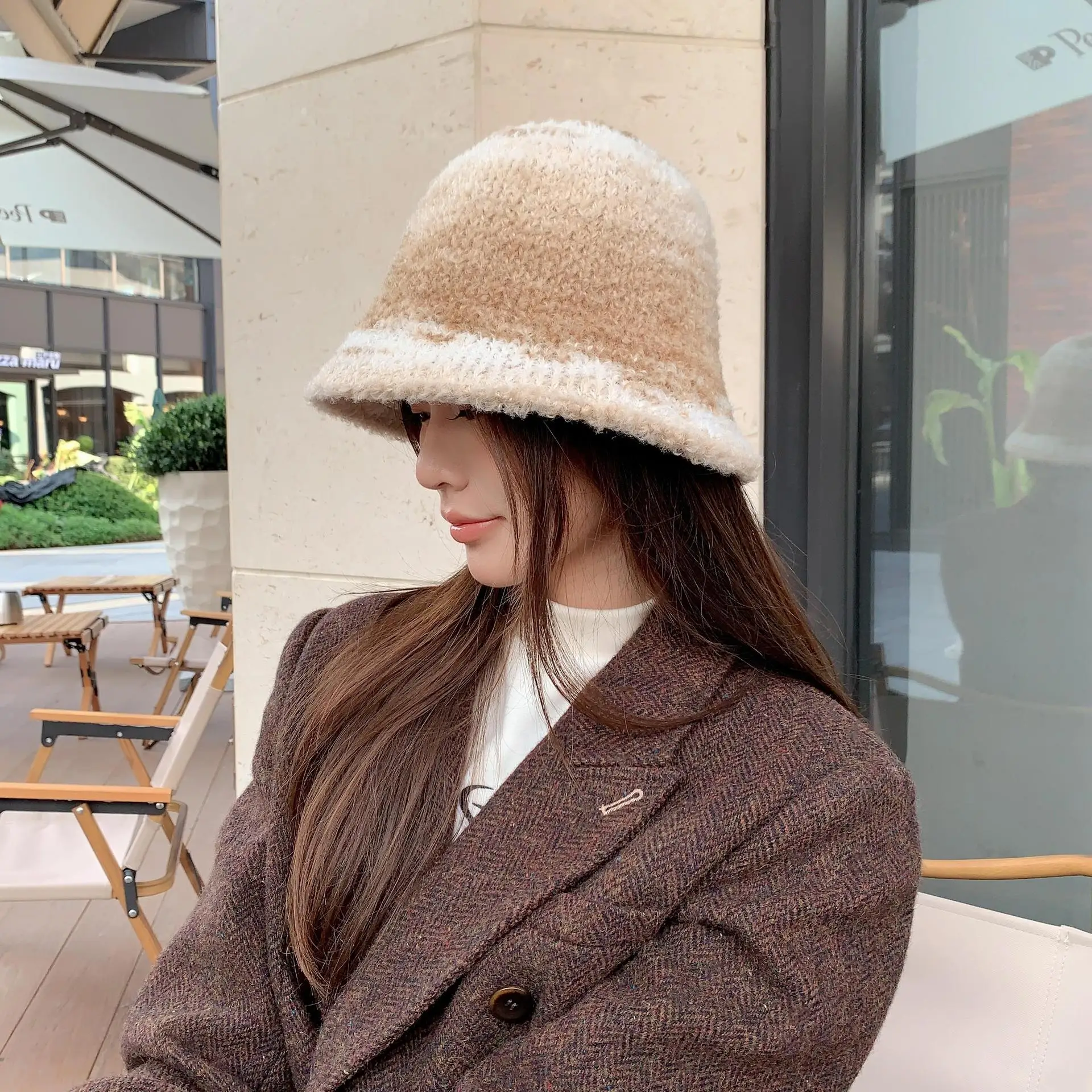 Ladies Fashion Autumn and Winter Sweet Dopamine-Fisherman Hat Warm and Cold Ear Basin Hat Small Fragrant Wind Bucket Hat