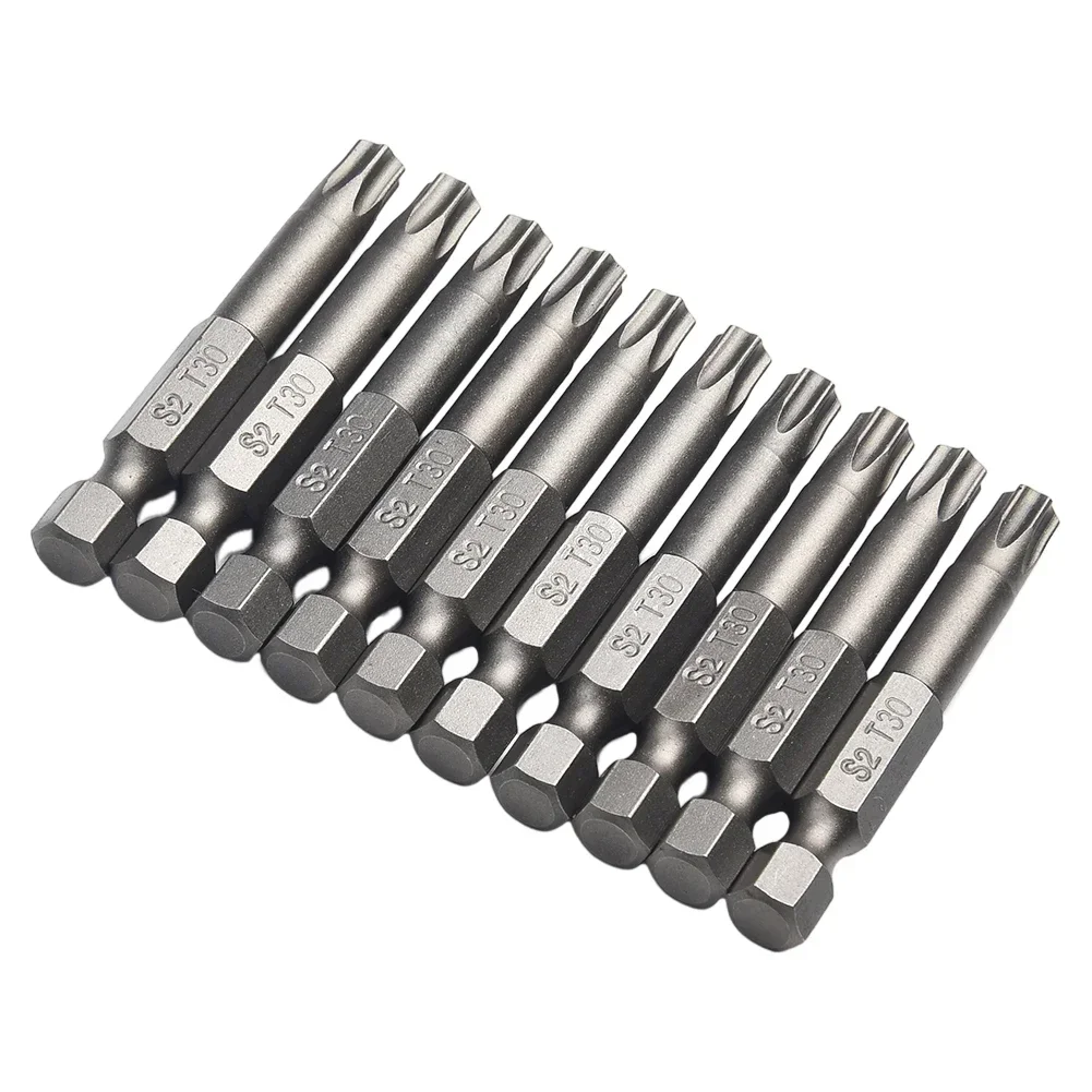 10Pcs Torx Bits Set 50mm Magnetic Tamper Resistant Star Bits T30 Screwdrivers Wrench Drill Bit Sets Hand Tools