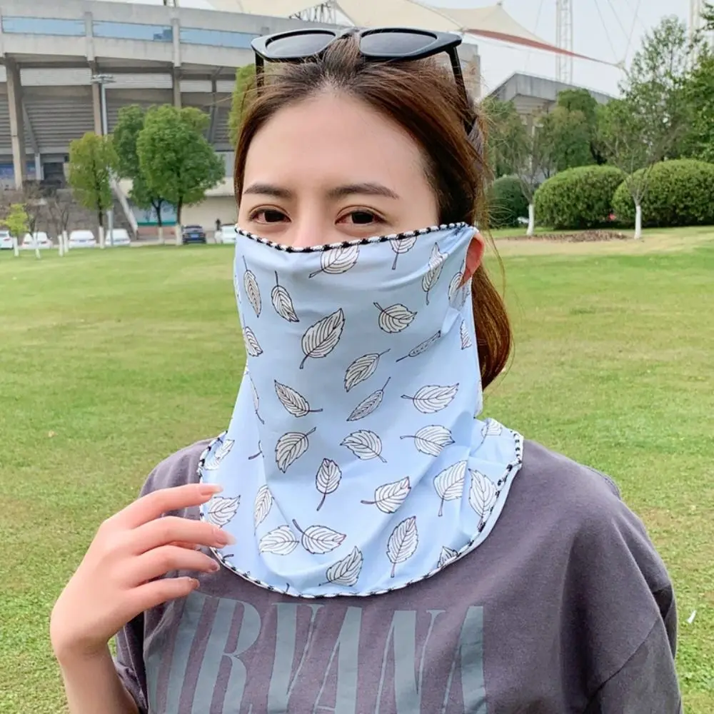

Floral Ice Silk Mask UV Protection Cycling Face Cover Face Cover Face Shield Summer Face Scarves Sunscreen Face Scarf Cycling