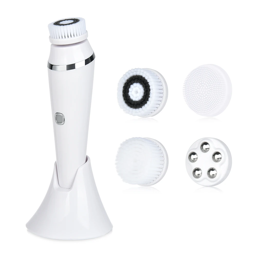 Brosse électrique de nettoyage du visage 4 en 1, Rechargeable, étanche, exfoliant sonique rotatif, épurateur du visage, dispositif de soins de la peau